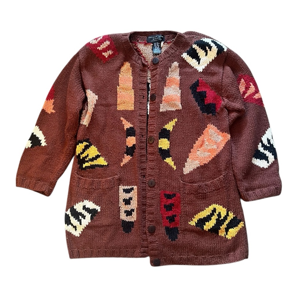 August Silk Knits Catherine Lover oversized silk cotton chunky knit cardigan.